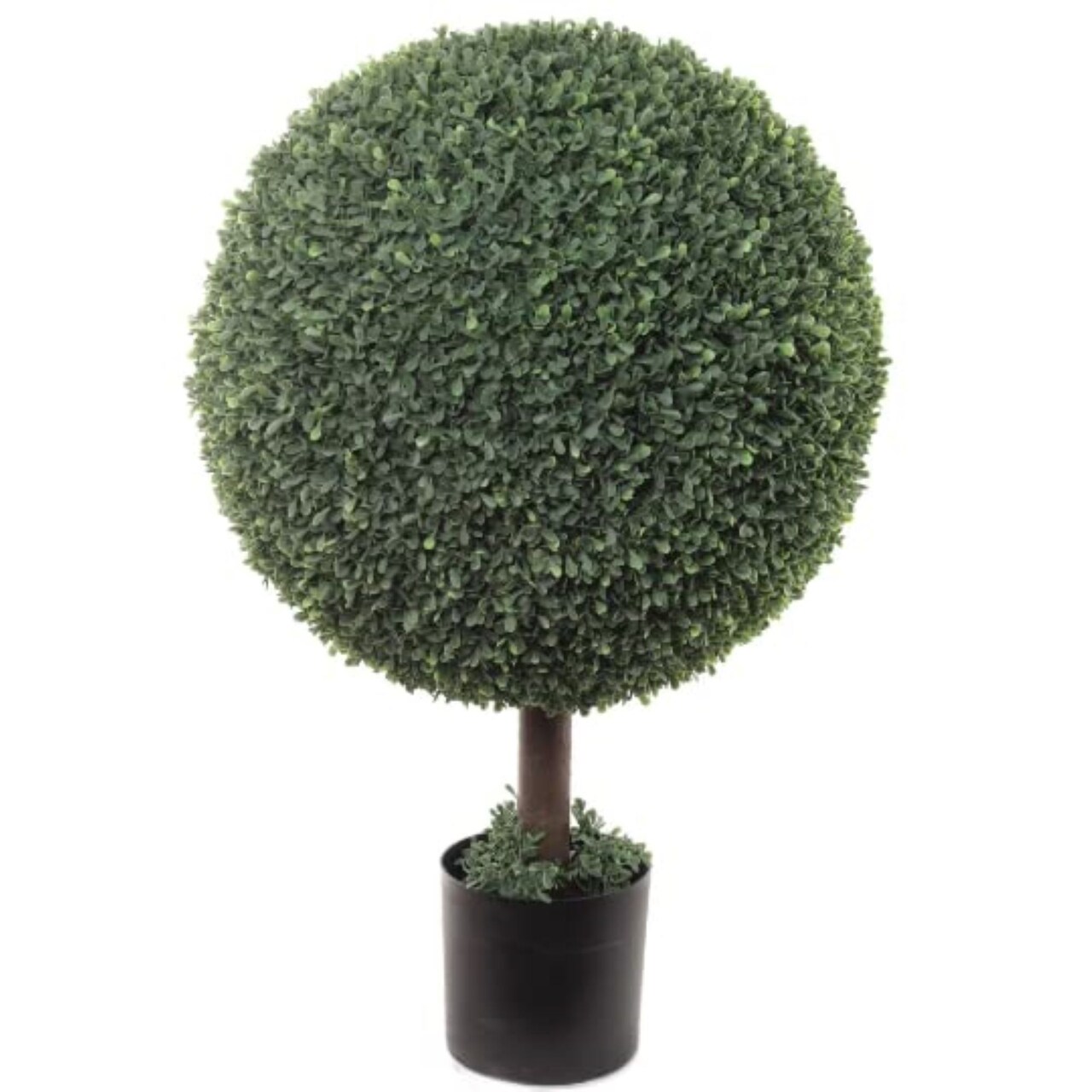 2.5ft UV Boxwood Ball Topiary Tree in Black Planter Pot by Floral Home&#xAE;